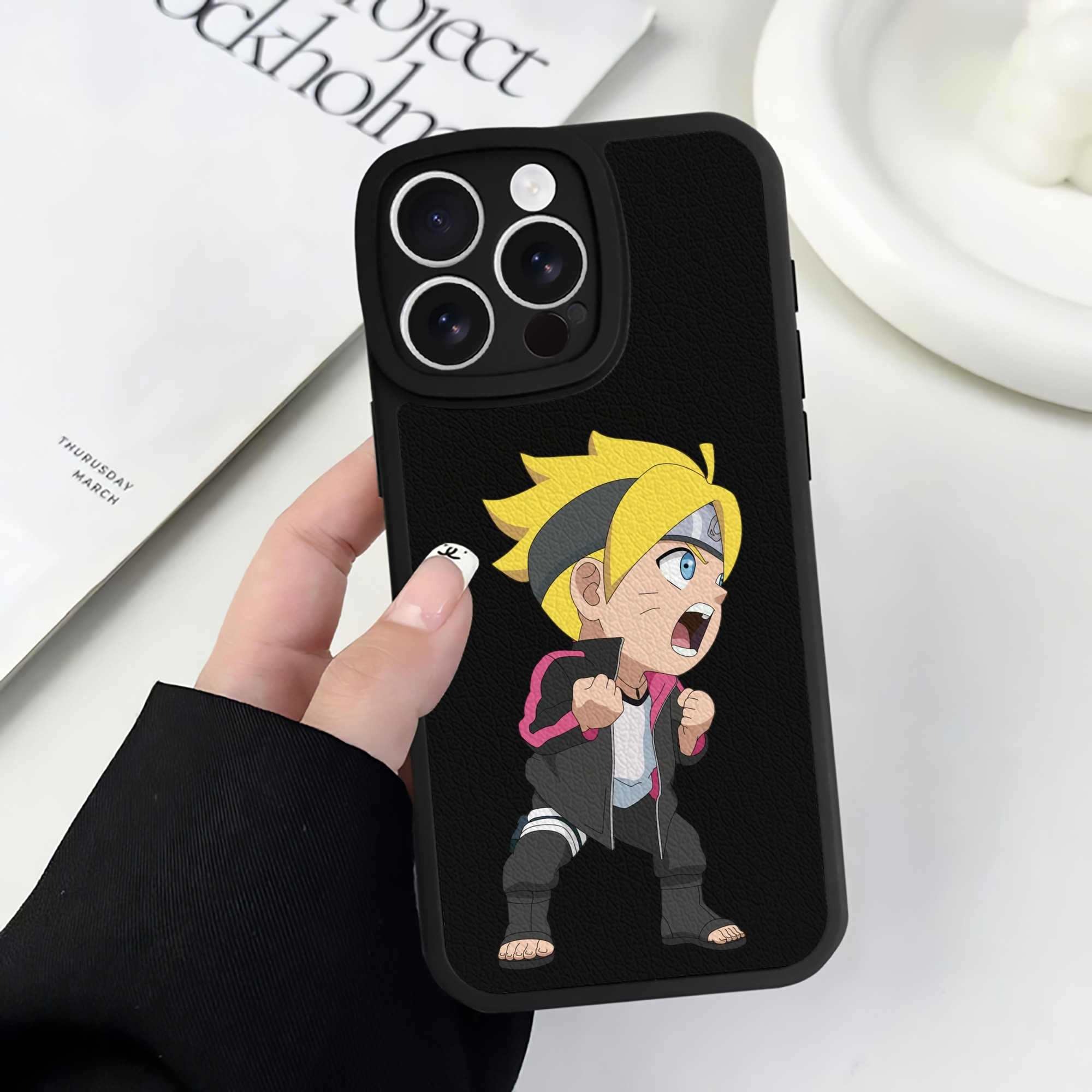 （画像用） NARUTO -ナルト- うずまき ボルト Uzumaki Boruto 【iPhone 16シリーズ対応】シリコンスマホケース（レザー調） 材質：シリコン